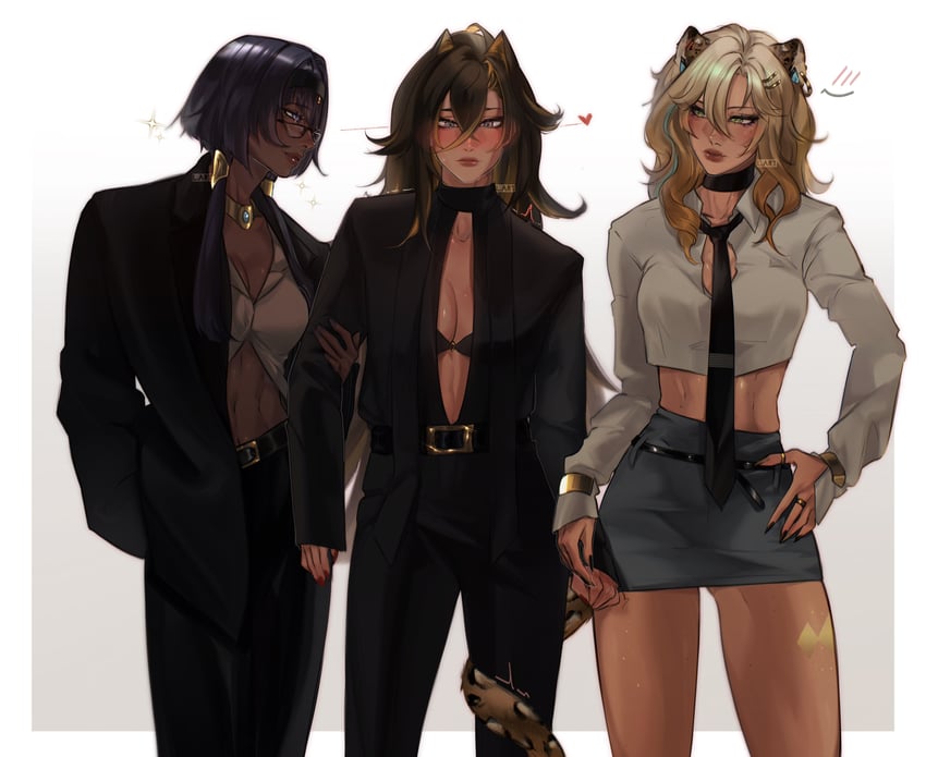 dehya, xilonen, and candace (genshin impact) drawn by lart_art1
