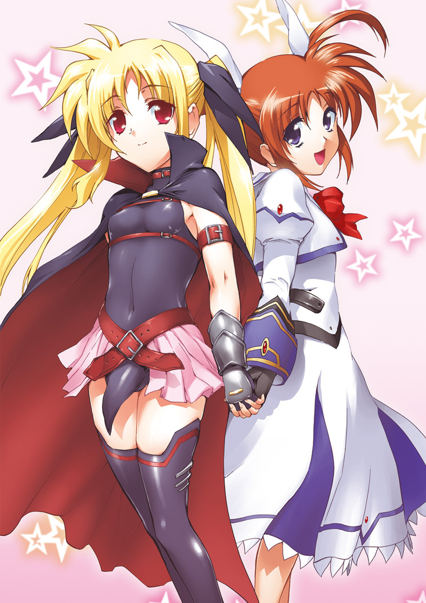 fate testarossa and takamachi nanoha (lyrical nanoha and 2 more) drawn by henshako