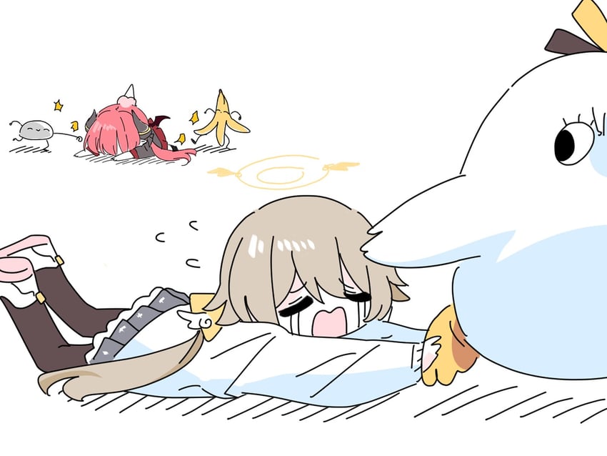 hifumi, peroro, and junko (blue archive) drawn by syk