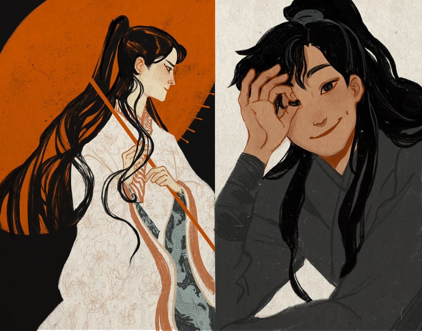 chu wanning and mo ran (erha he tadebai mao shizun) drawn by yaroslava_murashko