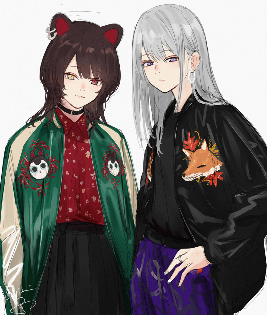 higuchi kaede and inui toko (nijisanji) drawn by isshiki_(ffmania7)