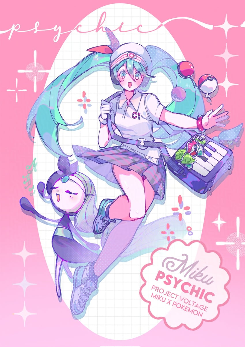 hatsune miku, meloetta, and psychic miku (pokemon and 2 more) drawn by myun_(myun_art)