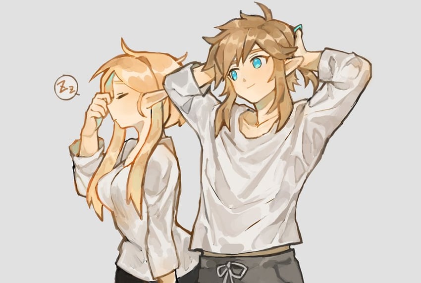 link and princess zelda (the legend of zelda and 1 more) drawn by ivy60530