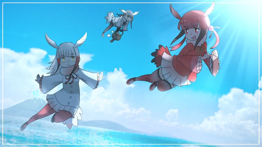 japanese crested ibis, scarlet ibis, and black-headed ibis (kemono friends and 1 more) drawn by cats_yone