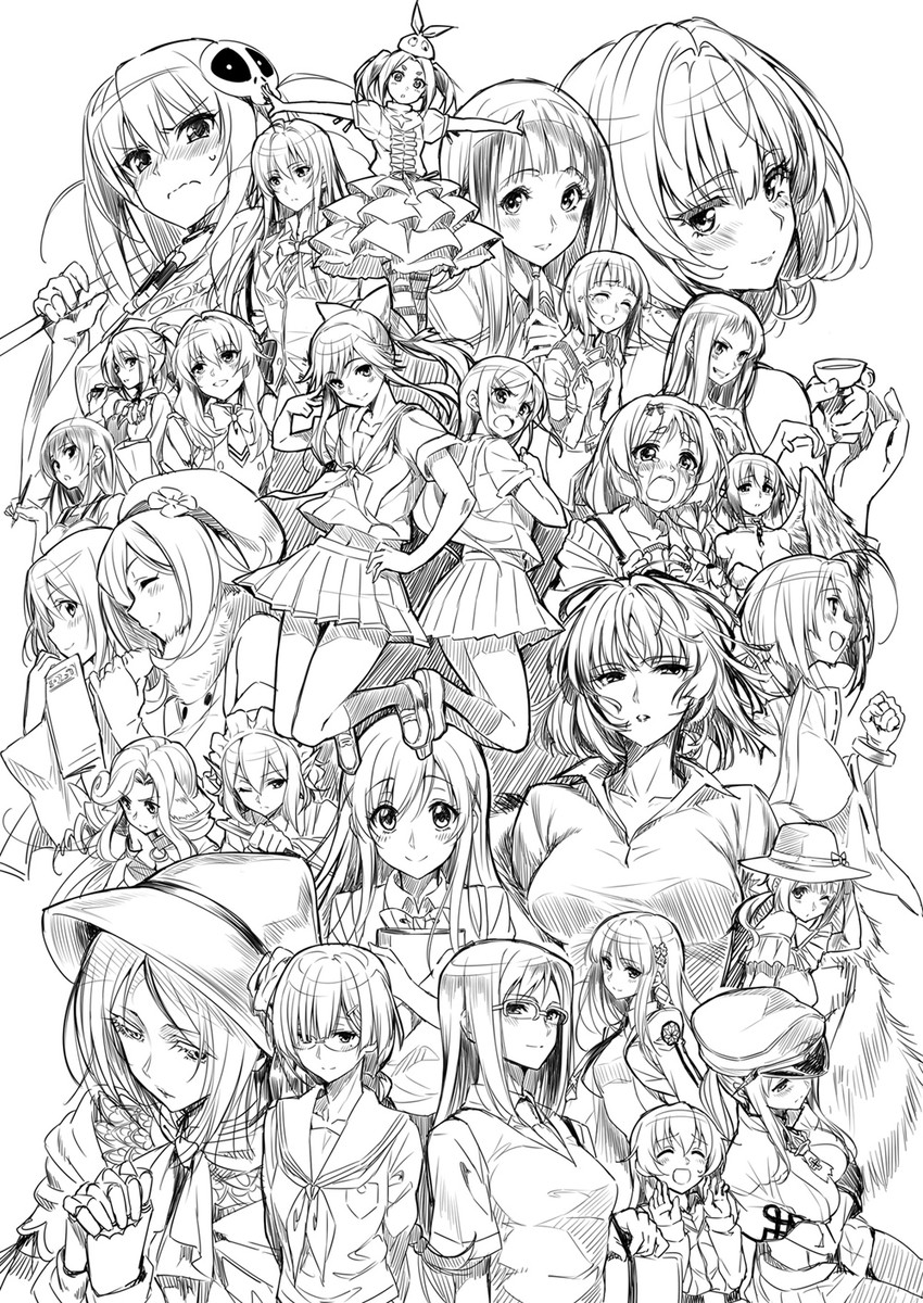 takagaki kaede, graf zeppelin, fubuki, yukinoshita yukino, carpaccio, and 24 more (kantai collection and 30 more) drawn by piromizu