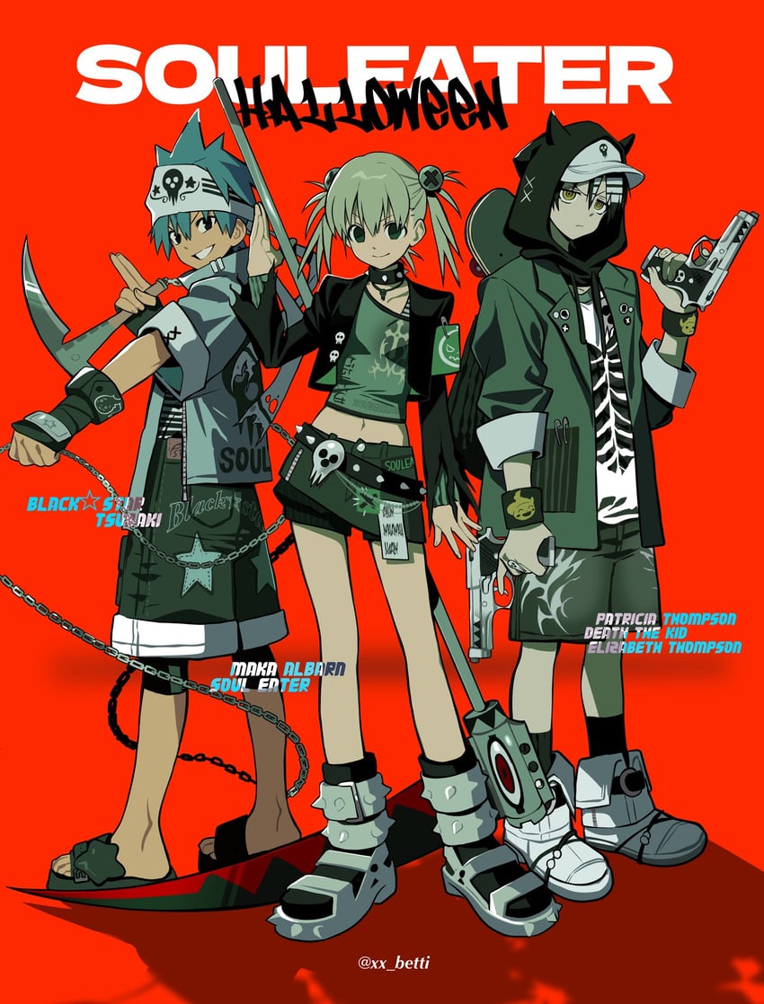 maka albarn, death the kid, and black star (soul eater) drawn by betti_(xx_betti)