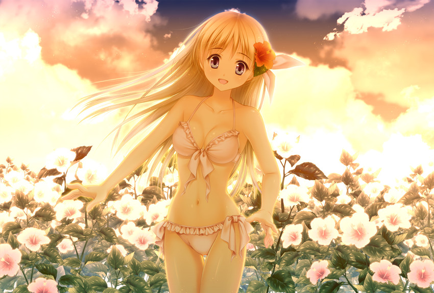 Blonde young anime outdoor