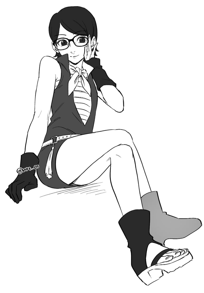 uchiha sarada (naruto and 1 more) drawn by nrt_os_(artist)