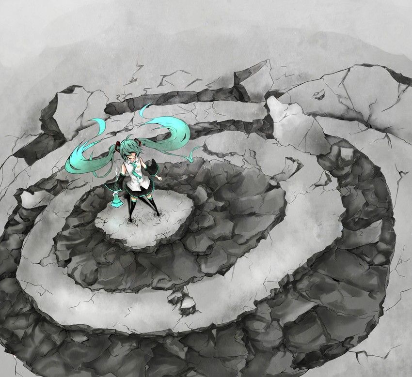 hatsune miku (vocaloid and 1 more) drawn by pankus