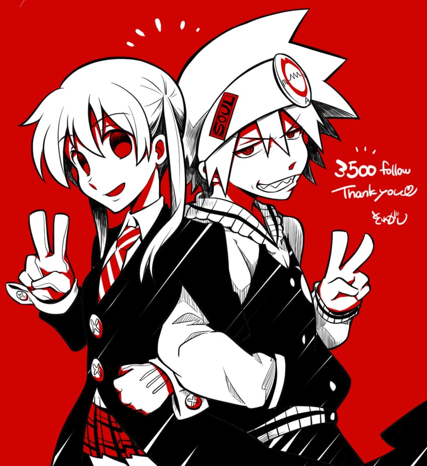 maka albarn and soul evans (soul eater) drawn by siosomurie