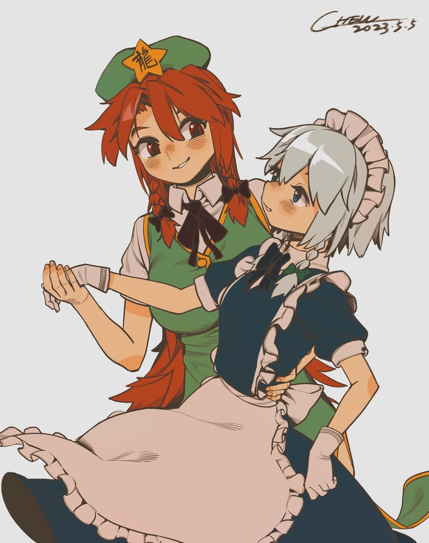 izayoi sakuya and hong meiling (touhou) drawn by chenwei_jun