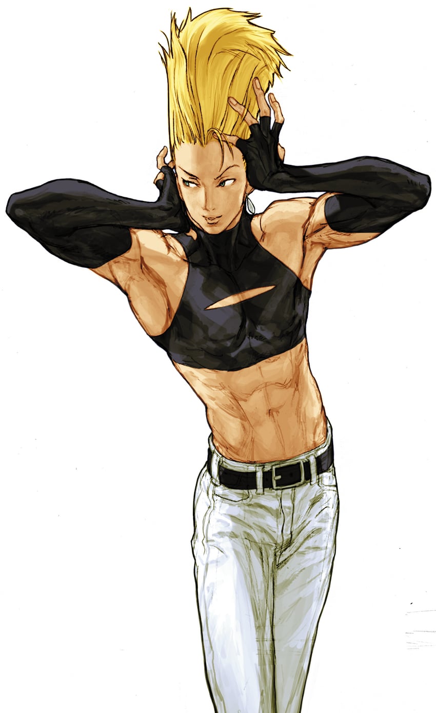 nikaidou benimaru (the king of fighters and 2 more) drawn by nishimura_kinu
