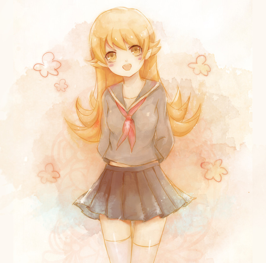 oshino shinobu (monogatari and 1 more) drawn by tamaxi