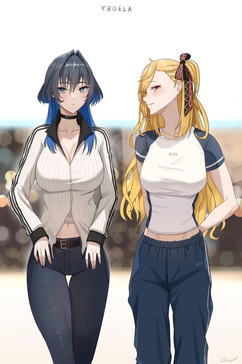 ouro kronii and kaela kovalskia (hololive and 2 more) drawn by zenya