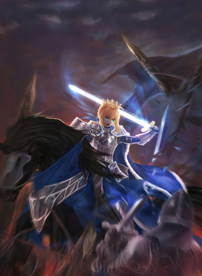artoria pendragon and saber (fate and 1 more) drawn by artoria_(3001005)
