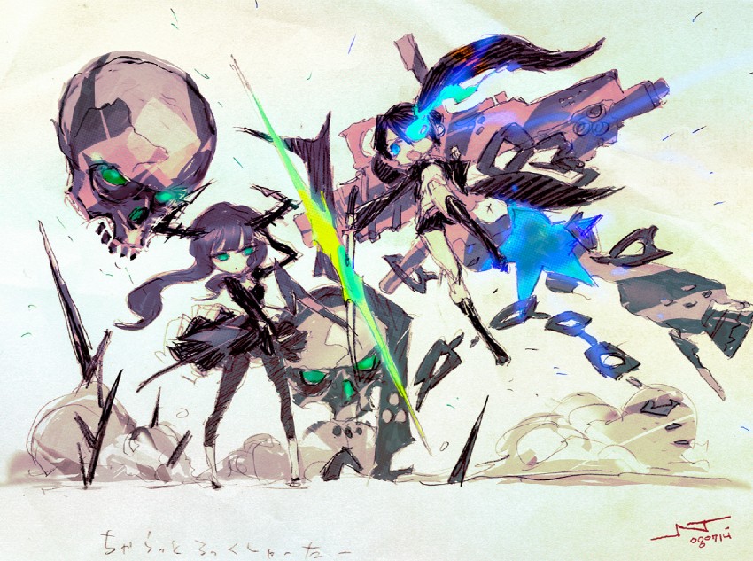 black rock shooter and dead master (black rock shooter) drawn by jnt