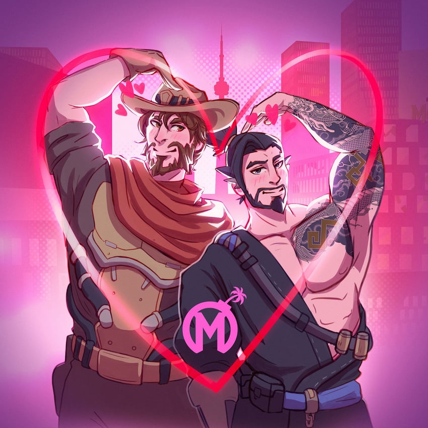cassidy and hanzo (overwatch and 3 more) drawn by josem_arts