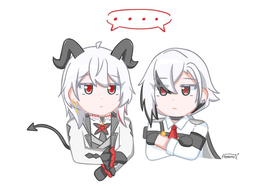 arlecchino and zani (genshin impact and 1 more) drawn by tenrino