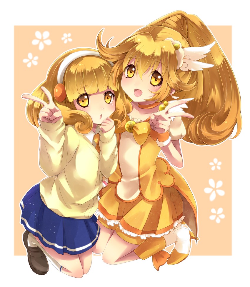 kise yayoi and cure peace (precure and 1 more) drawn by sakura_ran