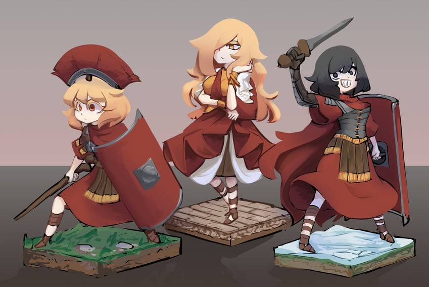 centurii-chan, legate, and evocatus (original) drawn by centurii-chan