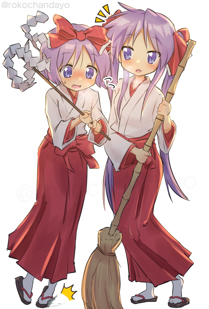 hiiragi kagami and hiiragi tsukasa (lucky star) drawn by rokochandayo