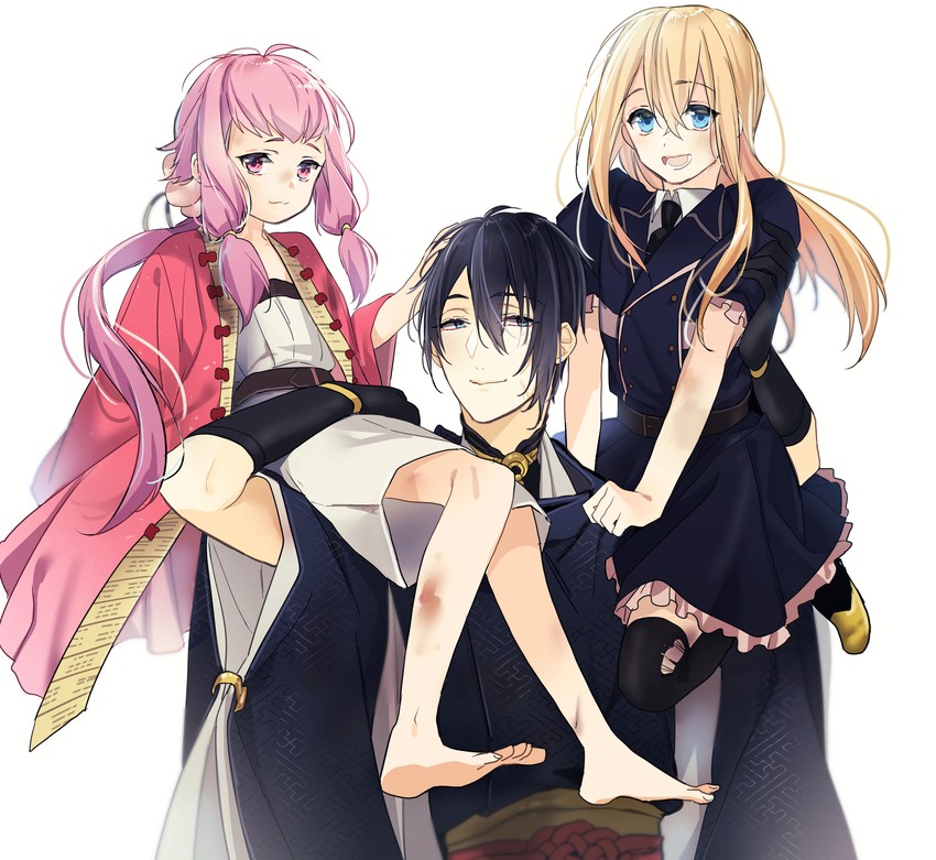 mikazuki munechika, midare toushirou, and chatan nakiri (touken ranbu) drawn by coma_(macaron)