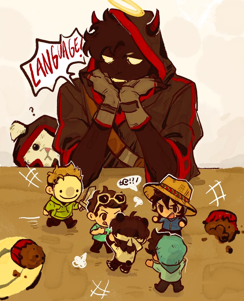 quackity, badboyhalo, dream, skeppy, sapnap, and 2 more (real life and 1 more) drawn by peeco_0