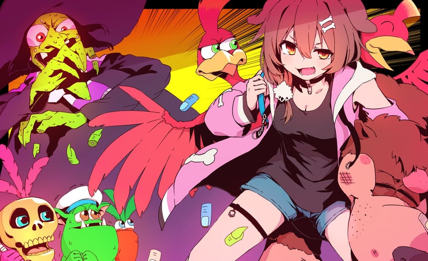 inugami korone, kazooie, banjo, gruntilda winkybunion, and mumbo jumbo (hololive and 1 more) drawn by hashiguma