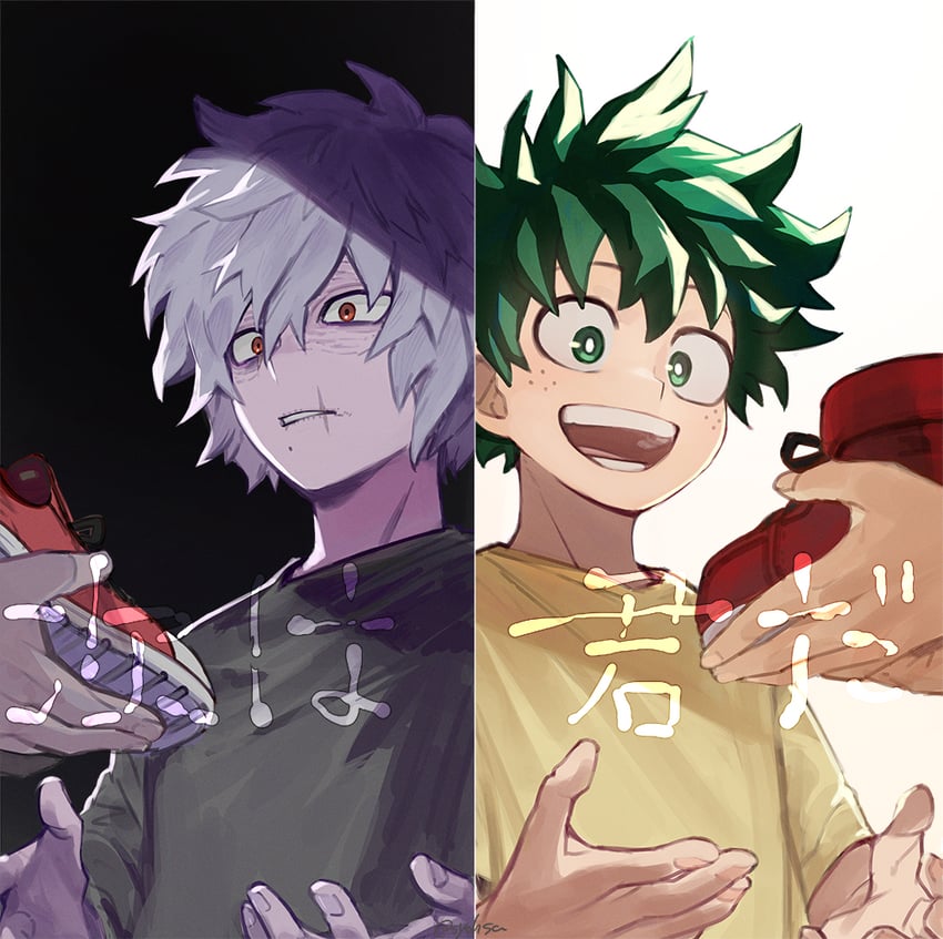 midoriya izuku and shigaraki tomura (boku no hero academia) drawn by matsuya_(pile)