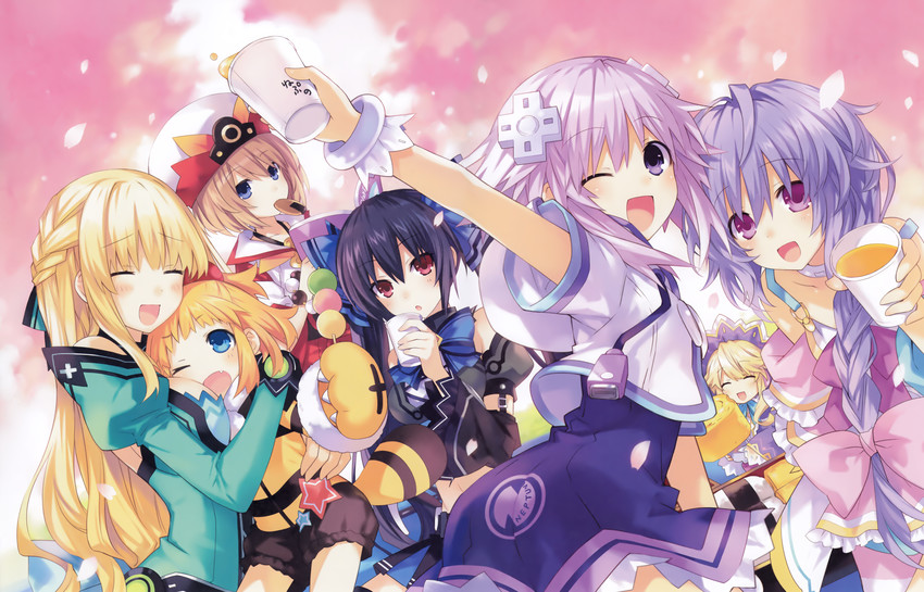 neptune, noire, blanc, vert, pururut, and 2 more (neptune and 1 more) drawn by tsunako