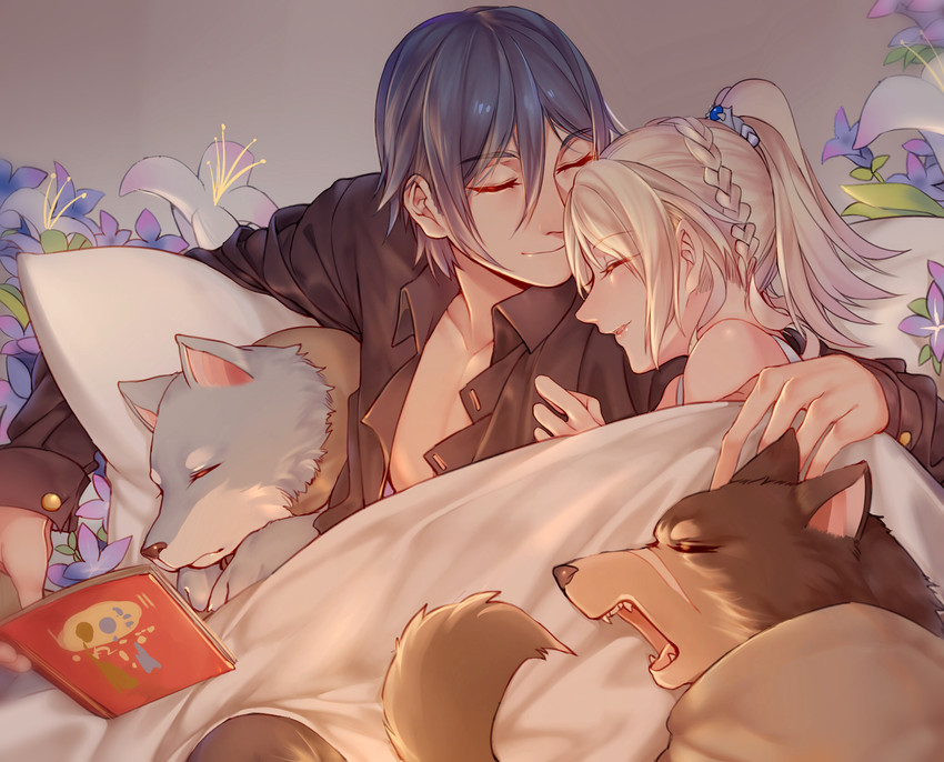 noctis lucis caelum, lunafreya nox fleuret, umbra, and pryna (final fantasy and 1 more) drawn by yorukun