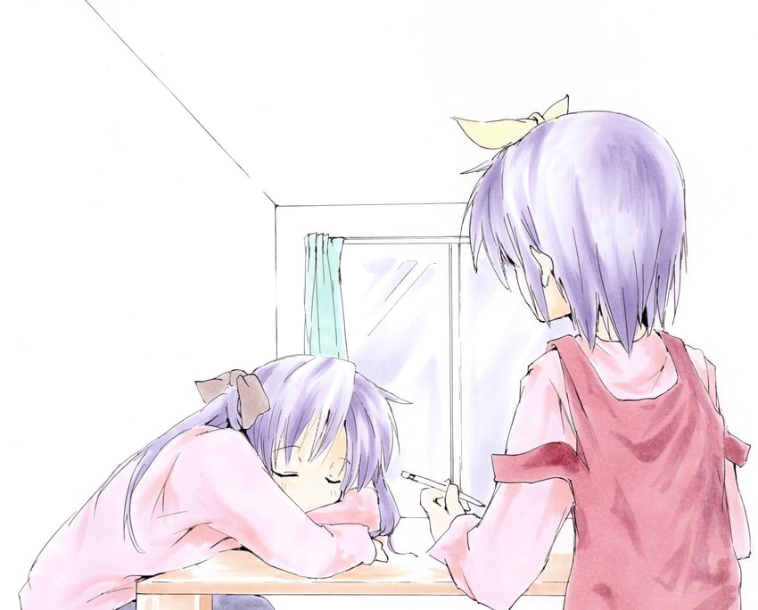 hiiragi kagami and hiiragi tsukasa (lucky star) drawn by shiki_59