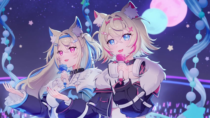 fuwawa abyssgard and mococo abyssgard (hololive and 1 more) drawn by ayana_(ayana_illst)