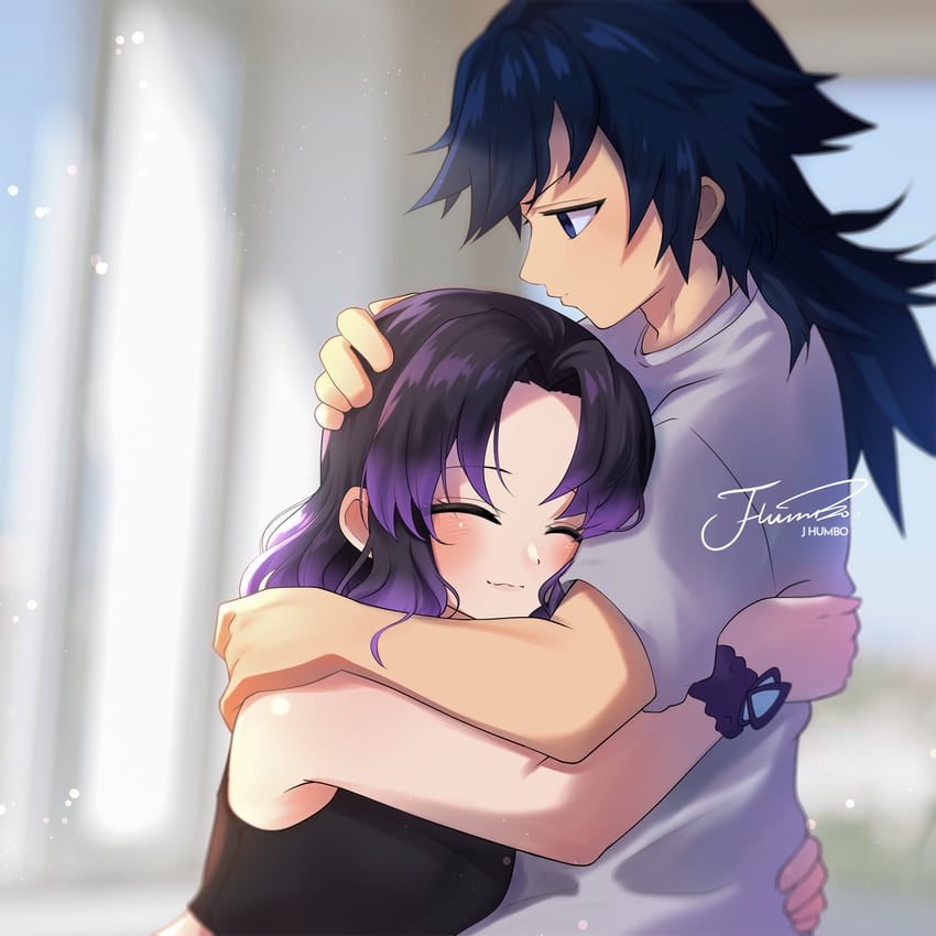 kochou shinobu and tomioka giyuu (kimetsu no yaiba) drawn by j_humbo
