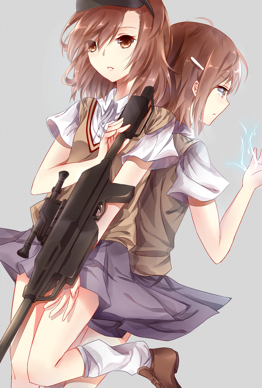 misaka mikoto and misaka imouto (toaru majutsu no index and 1 more) drawn by hitomi95