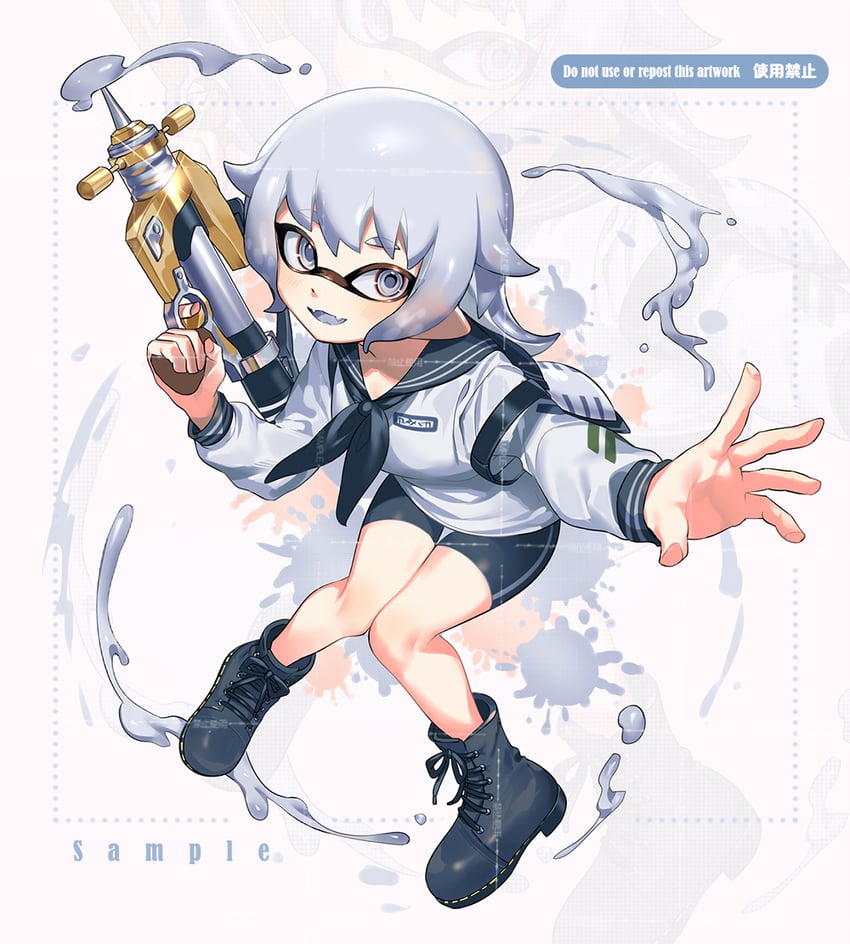 inkling player character and inkling girl (splatoon) drawn by jinkoika