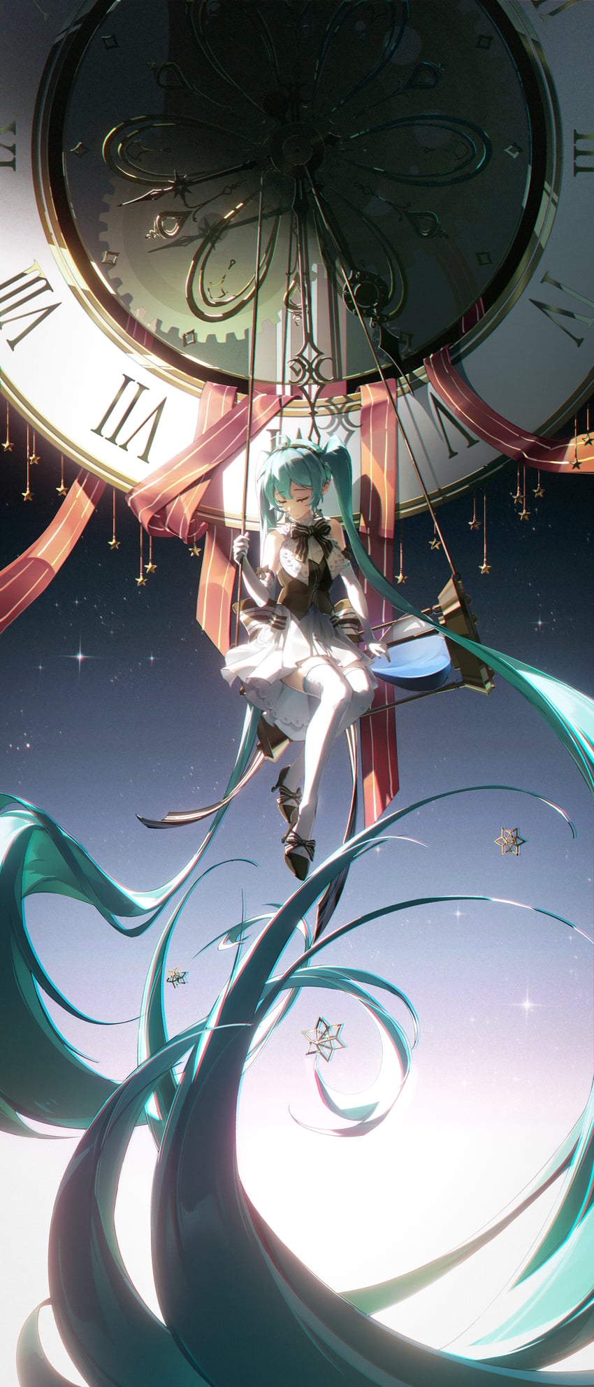 hatsune miku (vocaloid and 1 more) drawn by mokalora