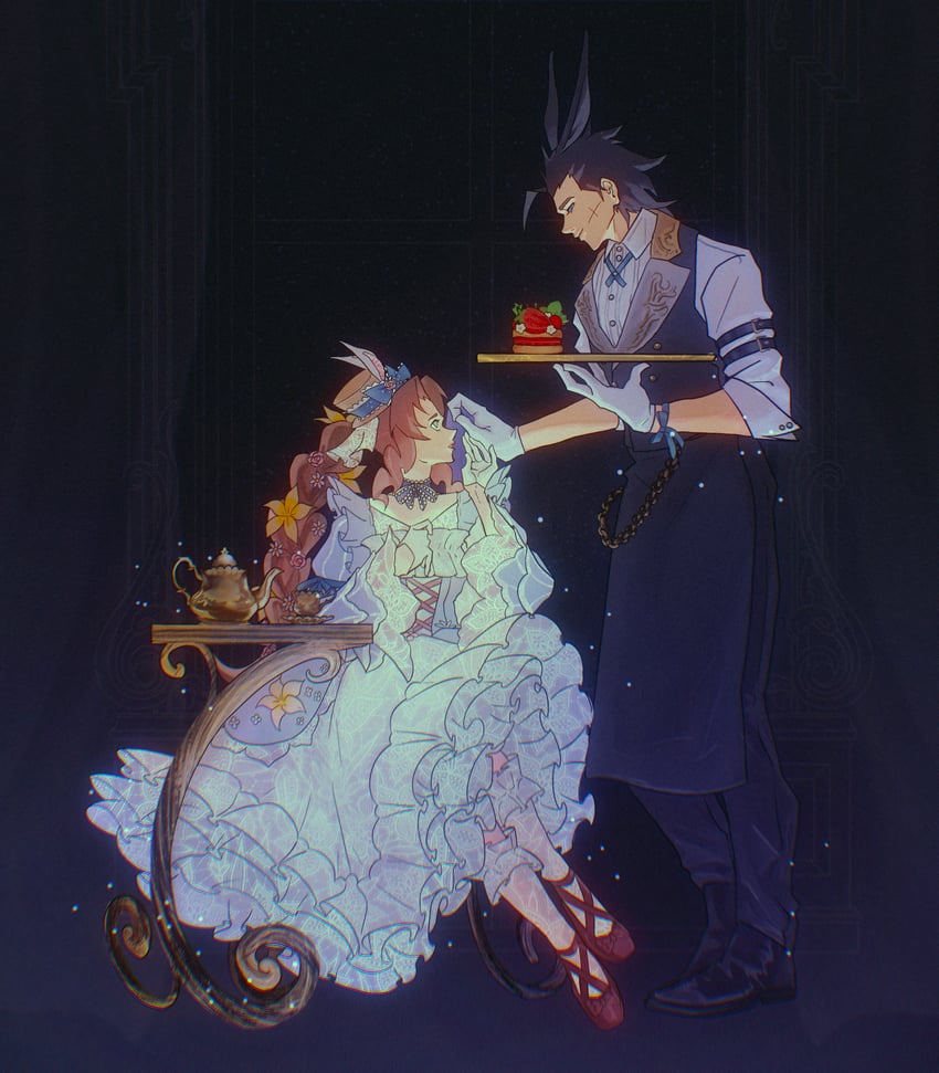 aerith gainsborough and zack fair (final fantasy and 2 more) drawn by qowaso