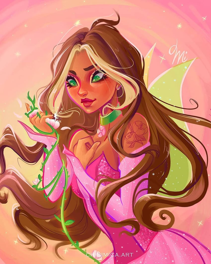 flora (winx club) drawn by chibimica