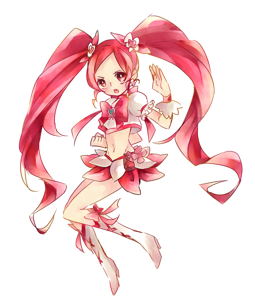 hanasaki tsubomi, cure blossom, and cure sunshine (precure and 1 more) drawn by w00p