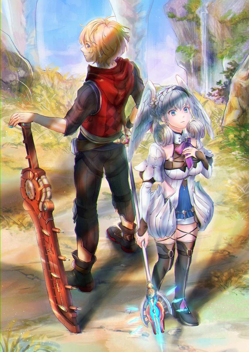 melia antiqua and shulk (xenoblade chronicles and 2 more) drawn by fuwamoko_momen_toufu