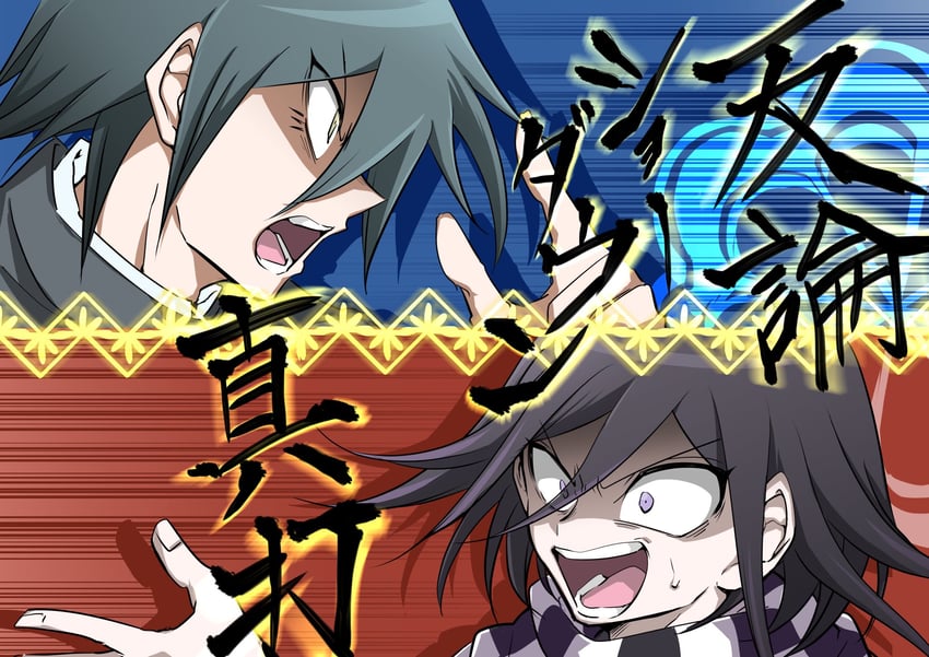 oma kokichi and saihara shuichi (danganronpa and 1 more) drawn by shachoo_(poco_poco)