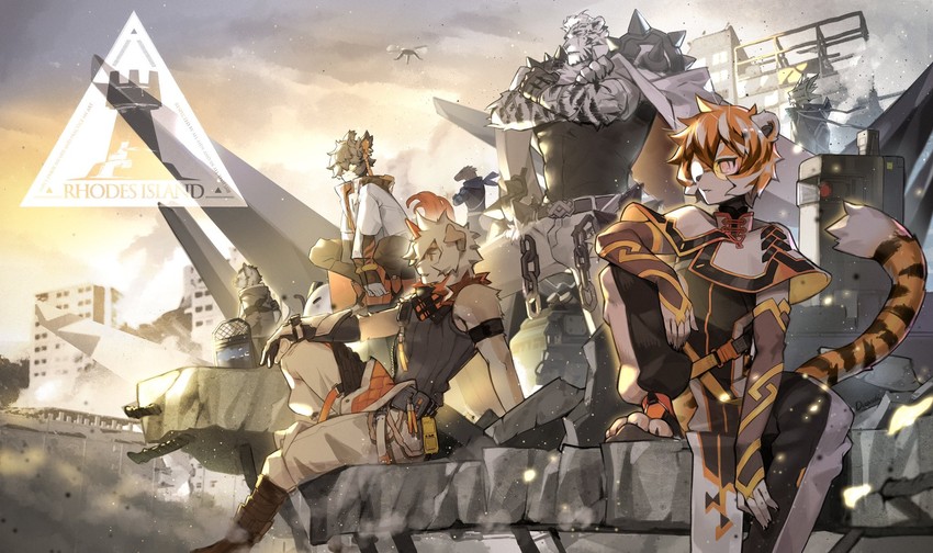 mountain, hung, waai fu, aak, spot, and 4 more (arknights) drawn by yukiusagi1983