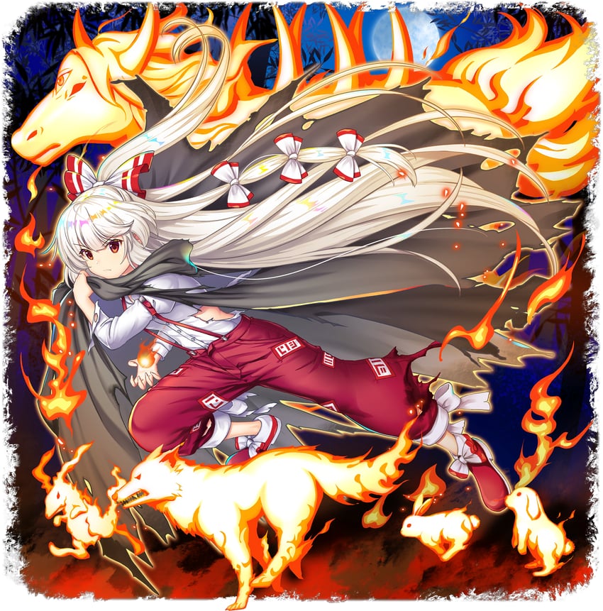 fujiwara no mokou (touhou and 1 more) drawn by rotte_(1109)