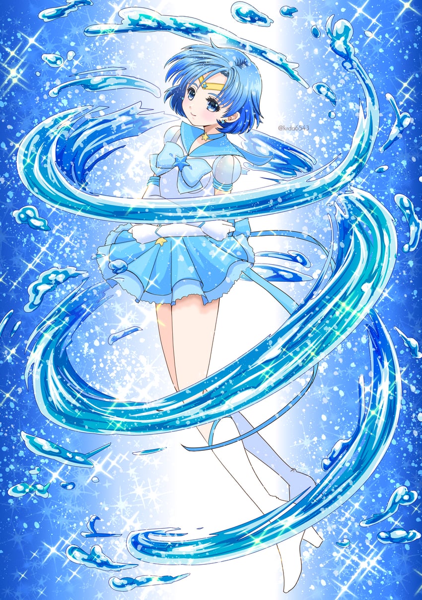 mizuno ami, sailor mercury, and super sailor mercury (bishoujo senshi sailor moon and 1 more) drawn by kuroasa24