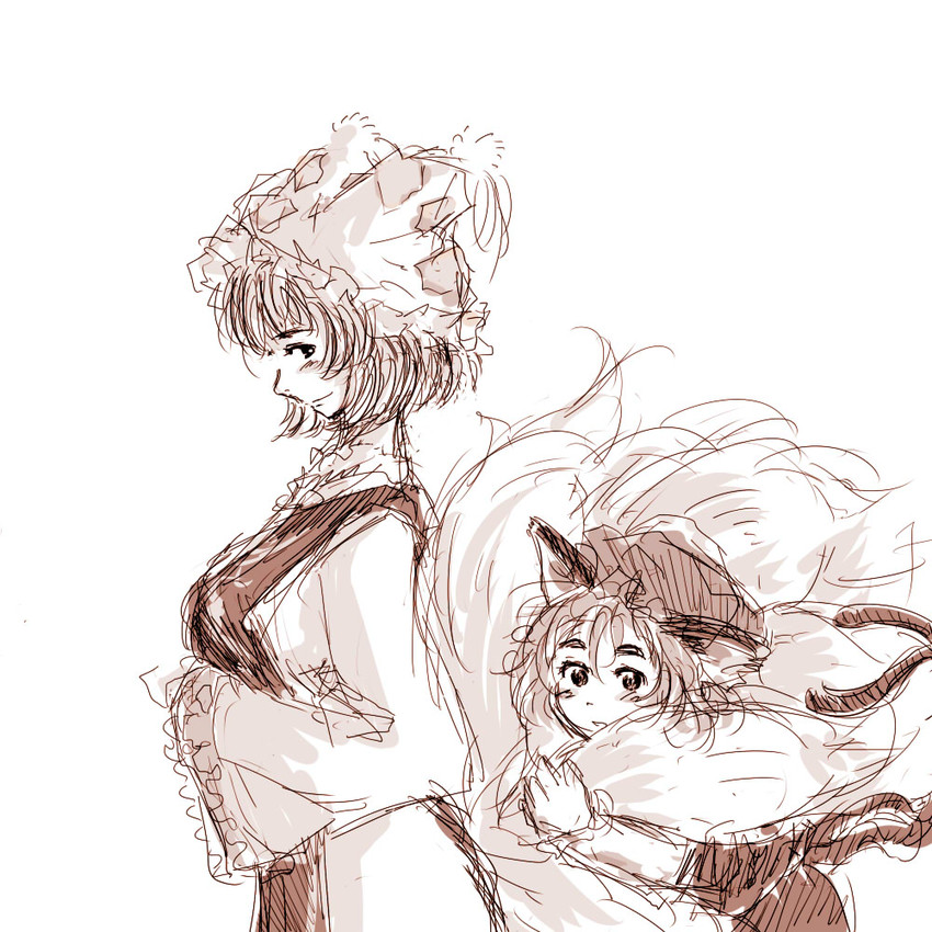 yakumo ran and chen (touhou) drawn by daro