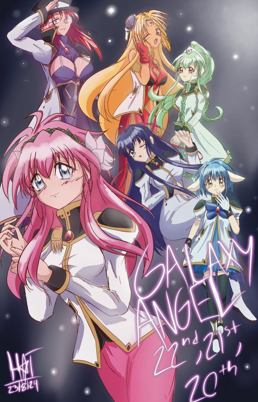 milfeulle sakuraba, mint blancmanche, ranpha franboise, forte stollen, vanilla h, and 1 more (galaxy angel) drawn by happi_nyapi_desu_death