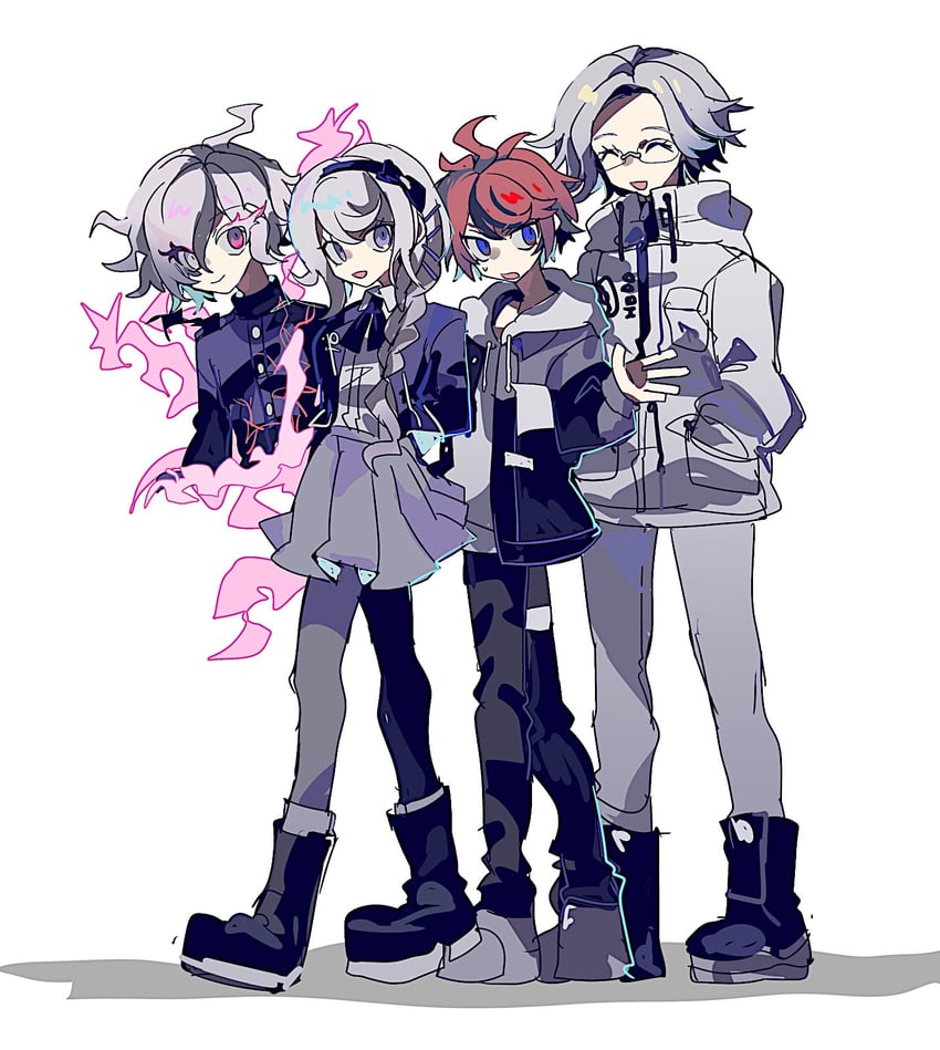 aotsuki eito, sumino takumi, kirifuji nozomi, and shion (the hundred line -last defense academy-) drawn by fjsk