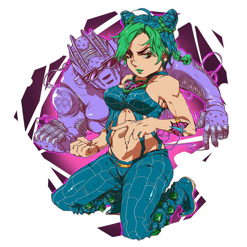 kujo jolyne (jojo no kimyou na bouken and 1 more) drawn by sagami_jon