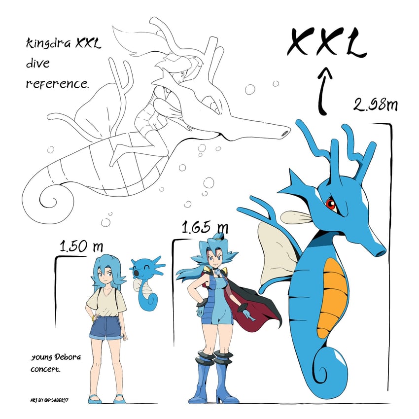clair and horsea (pokemon and 1 more) drawn by psaber97